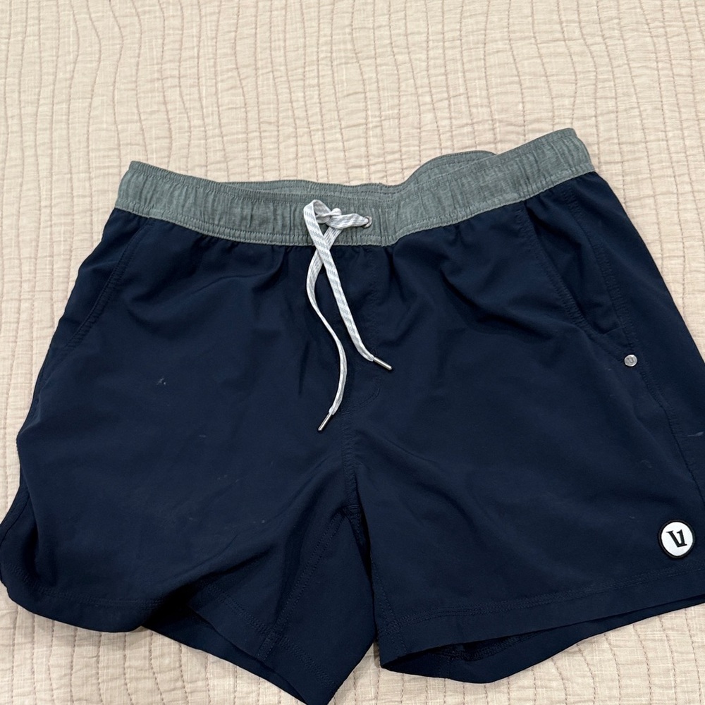 Vuori Dark Blue and Gray Men's Athletic Shorts